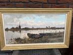 A.J. (Arie) Zwart, boten aan de oever, Antiek en Kunst, Kunst | Schilderijen | Klassiek, Ophalen of Verzenden