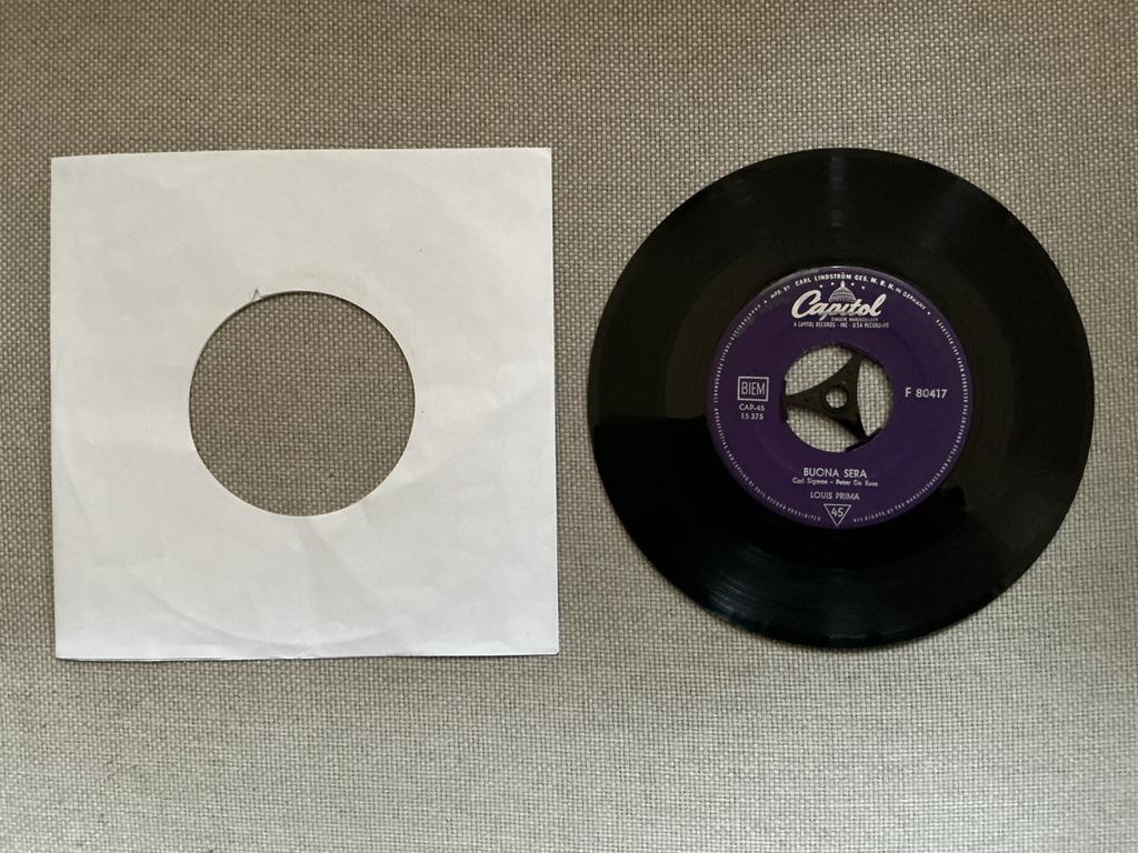 Louis Prima single vinyl. Buona Sera., Cd's en Dvd's, Vinyl Singles, Ophalen of Verzenden, Gebruikt, Pop