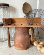 Brocante oud houten pollepel rekje, Antiek en Kunst, Verzenden