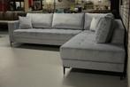 Luxe hoekbank Milla velvet velours grijs / blauw lounge, 150 cm of meer, 250 tot 300 cm, Stof, Vierpersoons of meer