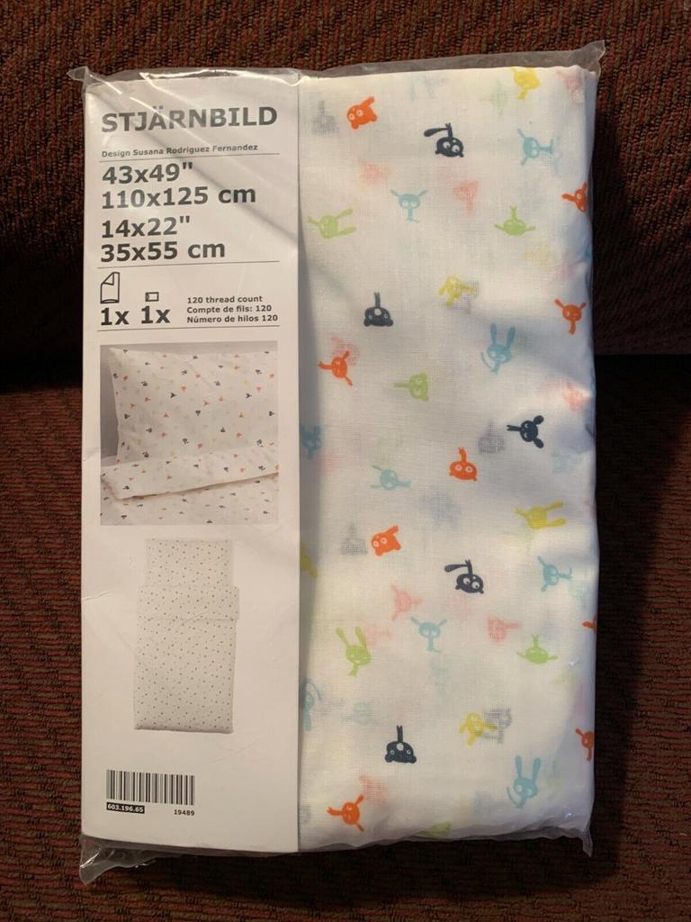 Ikea stjärnbild dekbed overtrek kussen sloop baby/peuter, Jongetje of Meisje, Wit, Ophalen of Verzenden, Zo goed als nieuw