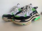 Balenciaga look sneaker zwart wit groen maat 37, Balenciaga, Verzenden, Zwart, Sneakers of Gympen