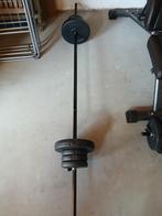 Halterstang barbell met 25 kilo gewichten, Sport en Fitness, Fitnessmaterialen, Ophalen, Zo goed als nieuw