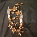 Verguld bloemenlamp wand lampje vintagr, Ophalen of Verzenden