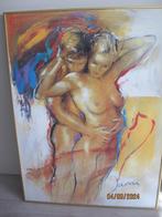 Schilderij lijst met poster, goudkleurige lijst, Huis en Inrichting, Woonaccessoires | Schilderijen, Tekeningen en Foto's, Verzenden