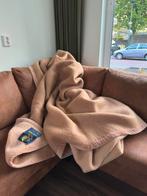 Vintage 100% wollen deken plaid 240x300 | camel bruin beige, Ophalen of Verzenden, Nieuw