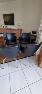 4 moderne  leren eetkamerstoelen, Huis en Inrichting, Stoelen, Ophalen, Zwart, Modern landelijk, Leer