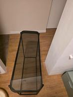 Glazen bijzettafel met metalen frame, Huis en Inrichting, Tafels | Bijzettafels, Gebruikt, 55 tot 75 cm, Glas, Modern