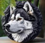 Vintage rond metalen bord Alaskan Malamute (20cm), Ophalen of Verzenden, Nieuw