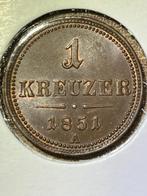 Oostenrijk, 1 Kreuzer 1851 A, vrijwel UNC, Oostenrijk, Losse munt, Verzenden
