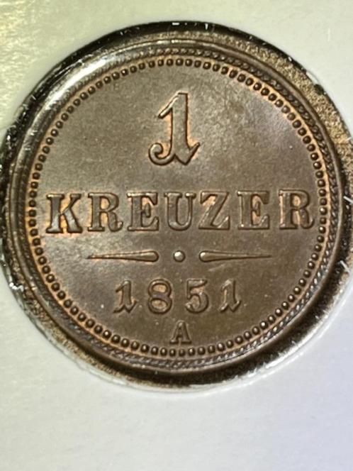 Oostenrijk, 1 Kreuzer 1851 A, vrijwel UNC, Postzegels en Munten, Munten | Europa | Niet-Euromunten, Losse munt, Oostenrijk, Verzenden
