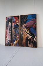 Twee abstracte schilderijen van Brinkhoff – kleurrijke eyeca, Ophalen