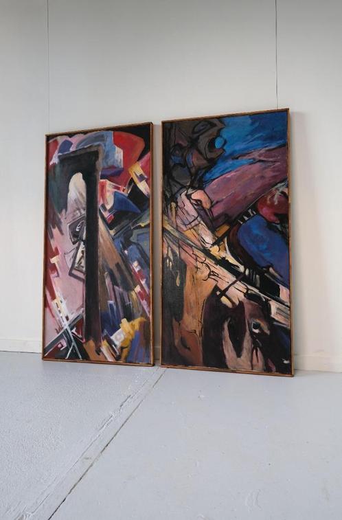 Twee abstracte schilderijen van Brinkhoff – kleurrijke eyeca, Antiek en Kunst, Kunst | Schilderijen | Abstract, Ophalen