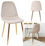 Eetkamerstoel Gilded taupe met goudkleurige poten - NIEUW, 4goodz, Twee, Overige kleuren, Metaal