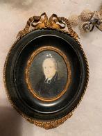 Antiek Miniatuur Portret in Strik Lijst, Antiek en Kunst, Ophalen of Verzenden