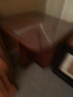 Vintage tafeltje met glazen blad, Minder dan 55 cm, Gebruikt, Hout, Ophalen