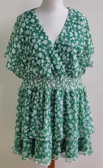 PageOne groene jurk met witte print mt. 46 beschikbaar voor biedingen