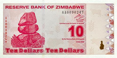 10 Dollars Zimbabwe 2009 Bankbiljet UNC #ZBT, Postzegels en Munten, Bankbiljetten | Afrika, Los biljet, Zimbabwe, Ophalen of Verzenden