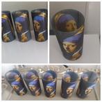 Meisje met de parel 5 drinkglazen 12,5/6,5cm. zeldzaam., Ophalen of Verzenden, Zo goed als nieuw, Bierglas