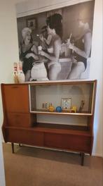 Deense teak vintage midcentury highboard kast, Ophalen, Gebruikt, 100 tot 150 cm, Teakhout