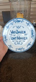 Delfts Blauw Bord - Van Zaaien komt Maaien, Ophalen of Verzenden