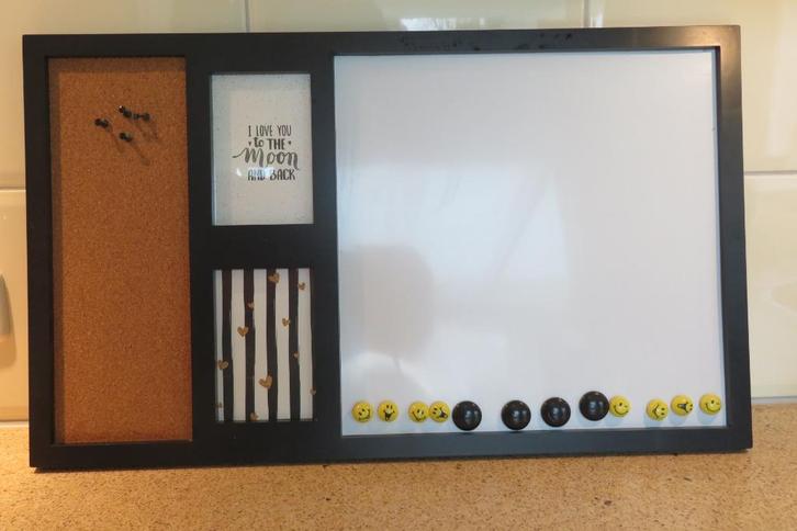 Leuk en praktisch whiteboard memobord met zwarte rand, Huis en Inrichting, Woonaccessoires | Memoborden, Gebruikt, Ophalen of Verzenden