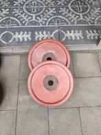 2 x 25 kg oldschool bumper plates, Ophalen, Gebruikt