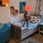 Robuust witgewassen peuterbed, inclusief alle benodigdheden, Ophalen, Gebruikt, 70 tot 85 cm, 140 tot 160 cm