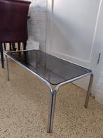 Salontafel met rookglas in buizenframe retro, Ophalen, Gebruikt, 100 tot 150 cm, 50 tot 100 cm