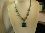 Een Hematiet en Groene Agaat + Streep Agaat edelsteen Hanger, Verzenden, Overige materialen, Ketting, Met edelsteen