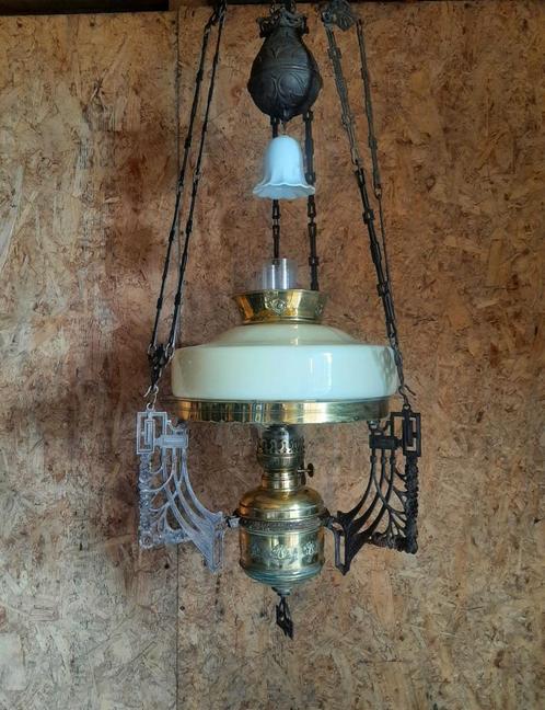 Antieke Olielamp / Petroleum lamp - (schippers lamp), Antiek en Kunst, Antiek | Lampen, Ophalen