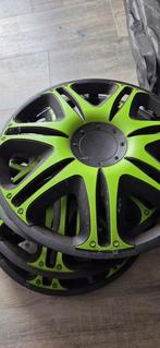 Set van 4 wieldoppen 15 inch - Groen/Zwart, Auto diversen, Wieldoppen, Ophalen of Verzenden, Gebruikt