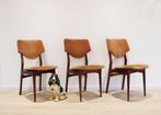 3 houten vintage stoelen. Mid Century retro - Scandinavisch, Huis en Inrichting, Ophalen, O, O, Stof