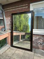 Spiegel 214*134*4 cm met houten bruine lijst, Huis en Inrichting, Woonaccessoires | Spiegels, Ophalen, Gebruikt, 200 cm of meer