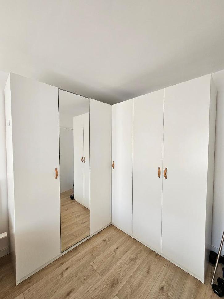 PAX kledingkast 3-delig met spiegel, Huis en Inrichting, Kasten | Kledingkasten, Gebruikt, 200 cm of meer, 200 cm of meer, 50 tot 75 cm