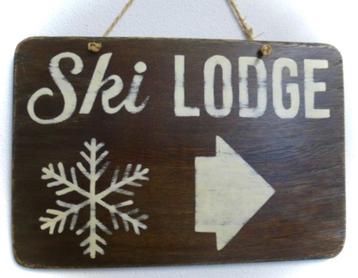 Handgeschilderd Après Ski bord / wintersport / Ski Lodge beschikbaar voor biedingen