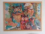Mooie kleurrijke uilenpuzzel schilderij., Ophalen