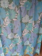 2 x retro gordijn blauw bloemen, Gebruikt, 100 tot 150 cm, Ophalen of Verzenden, Retro