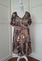 Gipsy hippie ibiza style zwarte print jurk, maat M/L, Zwart, Maat 42/44 (L), Ophalen of Verzenden, Gedragen