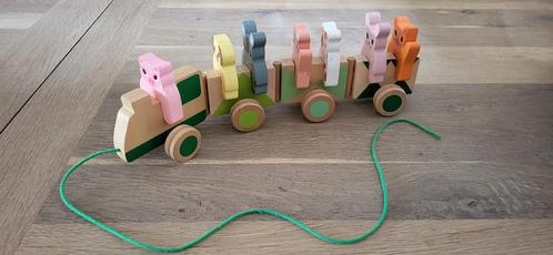Djeco houten (trek)trein 'Trainanimo Farm', Kinderen en Baby's, Speelgoed | Houten speelgoed, Gebruikt, Ophalen of Verzenden