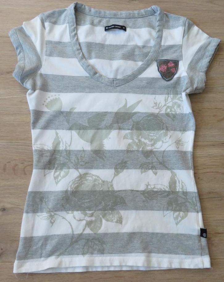 Shirt Wit- Grijs, Maat 34/XS, Kleding | Dames, T-shirts, Zo goed als nieuw, Maat 34 (XS) of kleiner, Wit, Korte mouw, Ophalen of Verzenden