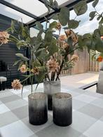 Vaas met bloemen + kaarshouders, Ophalen of Verzenden, Zo goed als nieuw
