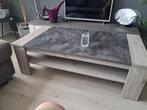Salon tafel nieuw, Ophalen, Kunststof, Licht en donker grijs houtmotief, 100 tot 150 cm