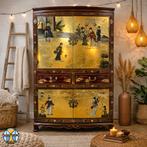 Vintage Chinese / Oosters kast bladgoud/ tradioneel tafereel, Huis en Inrichting, Gebruikt, ., Ophalen of Verzenden, .
