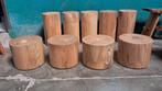 Houten Krukje / Bijzettafel 24rond 45hoog of 32rond 26hoog, Gebruikt, Bruin, Ophalen of Verzenden, 4RawDesign