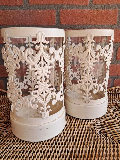 Mooie roesrtvrij metalen windlichten met originele glas., Antiek en Kunst, Curiosa en Brocante, Ophalen of Verzenden