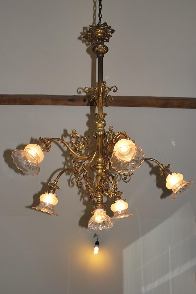 Franse antiek bronzen D’ore Luchter 1880 - VSL-Baccarat, Antiek en Kunst, Antiek | Lampen, Ophalen