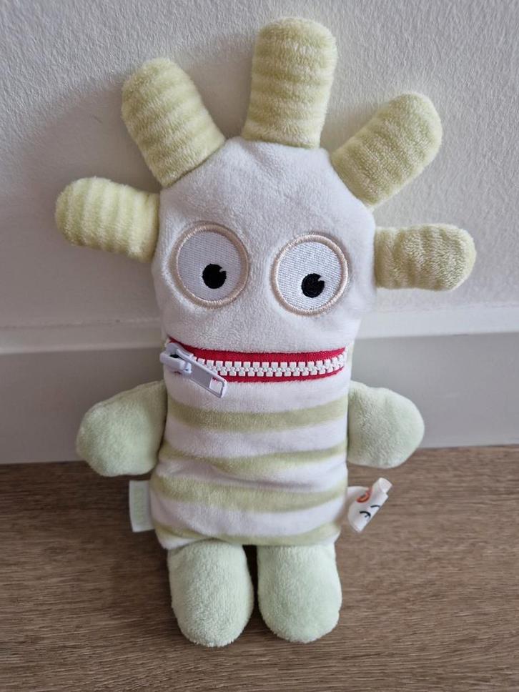 Knuffeldoekje Sorgenfresser Ernst groen wit rits K8137, Kinderen en Baby's, Speelgoed | Knuffels en Pluche, Zo goed als nieuw