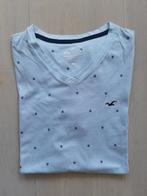 Hollister Lichtblauw met print v-hals t-shirt maat S, Ophalen of Verzenden, Zo goed als nieuw, Hollister, Maat 48/50 (M)