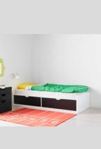 Ikea bed Flaxa met twee grote opberglades, Ophalen, Eenpersoons, Wit, Zo goed als nieuw